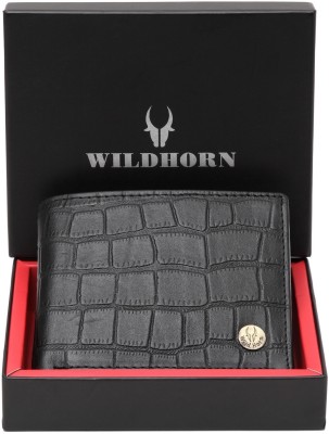 WILDHORN Men Casual Black Genuine Leather Wallet(5 Card Slots)