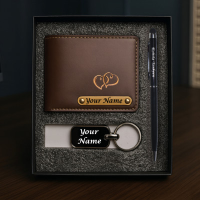 KERETO Boys Trendy, Evening/Party Brown, Black Artificial Leather, Genuine Leather Wallet(6 Card Slots)
