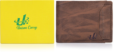 UNISONCARRY Men Casual Brown Artificial Leather Wallet(7 Card Slots)