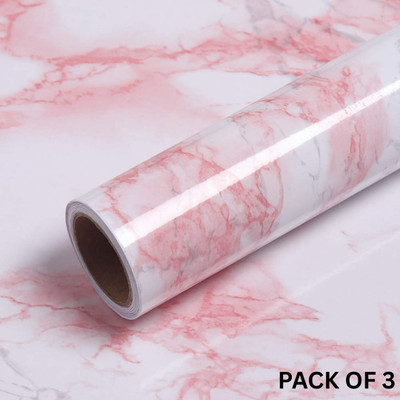 Shreeji Sqaure Vinyl Abstract Pink Wallpaper(L x W: 200 cm x 60 cm, Pack of 3)