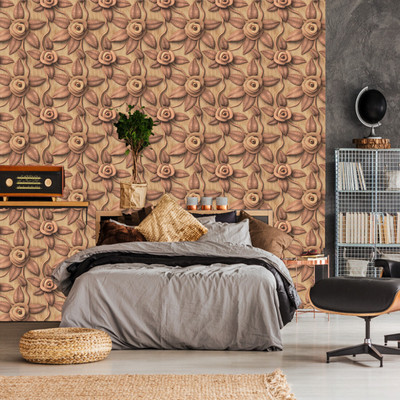 Guru Production Vinyl Decorative Brown Wallpaper(L x W: 250 cm x 41 cm)