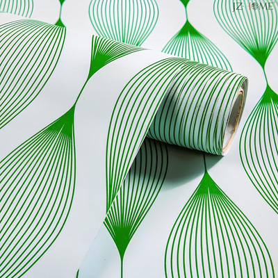 Floppy Paper Classics Green, White Wallpaper(L x W: 300 cm x 45 cm)