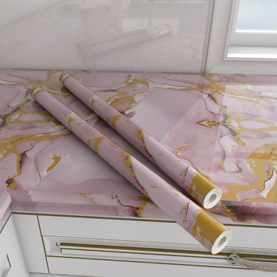 Onbet Vinyl Decorative Pink Wallpaper(L x W: 200 cm x 60 cm, Pack of 3)