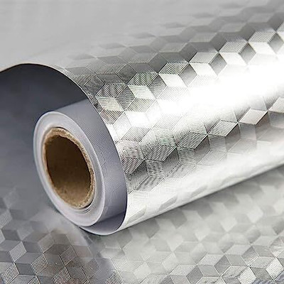 DERIKE Foils Abstract Silver Wallpaper(L x W: 200 cm x 60 cm)