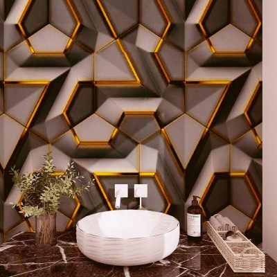 ASSBRI SHOPEE PVC Abstract Brown Wallpaper(L x W: 45 cm x 200 cm)