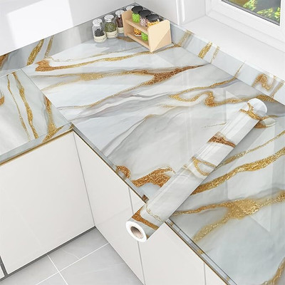 AAHISHAN PVC Classics White Wallpaper(L x W: 200 cm x 60 cm, Pack of 2)