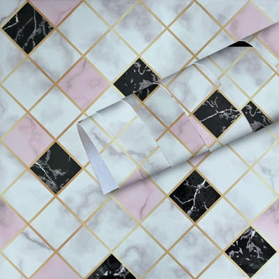 NestWise Vinyl Abstract Pink, Black, White Wallpaper(L x W: 200 cm x 60 cm)