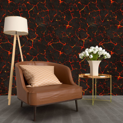 Guru Production Vinyl Abstract Red, Black Wallpaper(L x W: 1000 cm x 45 cm)