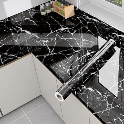 Vepvopz Vinyl Decorative Black Wallpaper(L x W: 60 cm x 200 cm)