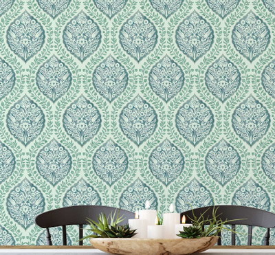 S4Sassy Vinyl Floral & Botanical Green Wallpaper(L x W: 914 cm x 63 cm)