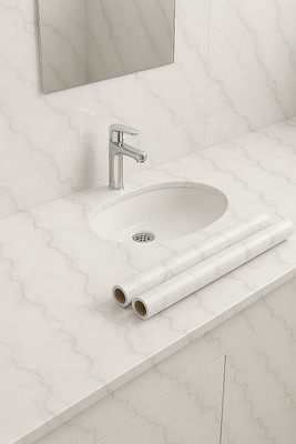 Peijinsart Vinyl Decorative White Wallpaper(L x W: 200 cm x 60 cm, Pack of 2)