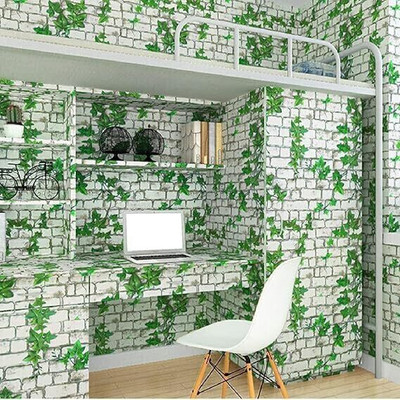Wolpin Vinyl Floral & Botanical White, Green Wallpaper(L x W: 45 cm x 1000 cm)