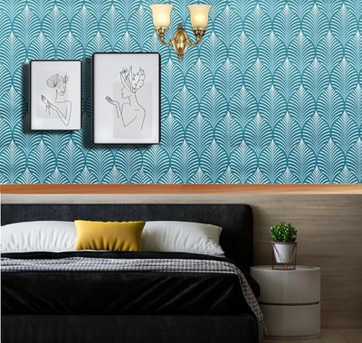 LARA TRADERS Vinyl Decorative Blue Wallpaper(L x W: 400 cm x 45 cm)