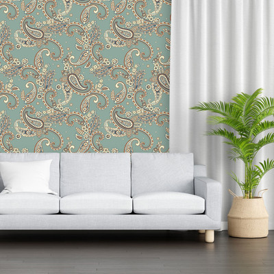 Guru Production Vinyl Decorative Green, Gold Wallpaper(L x W: 244 cm x 41 cm)