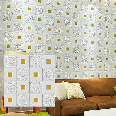 Heen Fab Vinyl Abstract White, Gold Wallpaper(L x W: 70 cm x 70 cm)