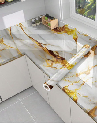 JIARKA Vinyl Decorative White, Gold Wallpaper(L x W: 200 cm x 60 cm, Pack of 4)