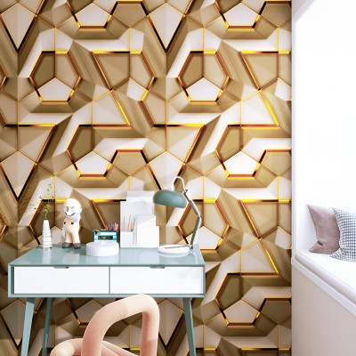 ASSBRI SHOPEE PVC Abstract Beige Wallpaper(L x W: 45 cm x 600 cm)