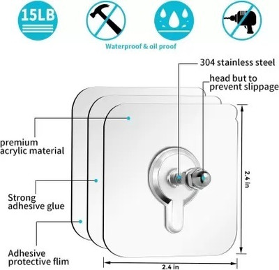 EIGHTEEN ENTERPRISE Pack of 10 Pcs No Drilling-Super sticky screw hooks for Hanging x10.457 Door Hanger