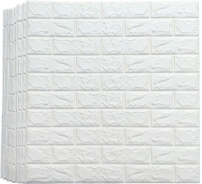 Heen Fab Vinyl Decorative White Wallpaper(L x W: 70 cm x 77 cm, Pack of 5)