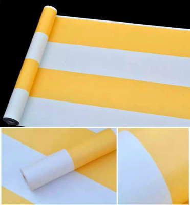 CRIMSON DECORS Vinyl Decorative Yellow, White Wallpaper(L x W: 400 cm x 45 cm)