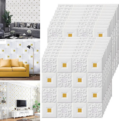 Heen Fab Vinyl Decorative White Wallpaper(L x W: 70 cm x 70 cm, Pack of 3)