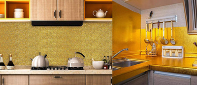 KITCHENNOVATE Vinyl Abstract Gold Wallpaper(L x W: 200 cm x 60 cm)