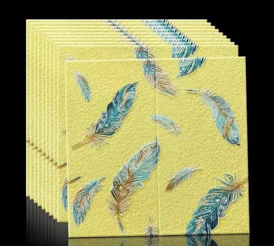 Krinmay Vinyl Classics Blue, Yellow Wallpaper(L x W: 77 cm x 70 cm, Pack of 4)
