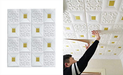 Gadhiya Enterprise Vinyl Decorative White Wallpaper(L x W: 77 cm x 70 cm)