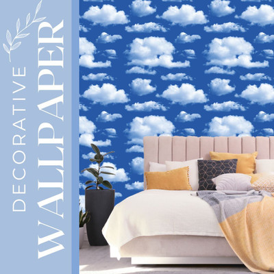 Decor1ders Vinyl Nature Blue Wallpaper(L x W: 300 cm x 40 cm)
