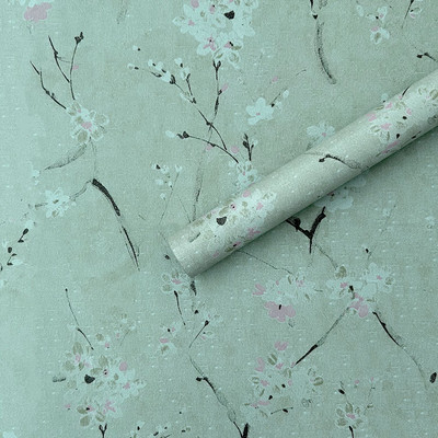 Anna Stella Vinyl Floral & Botanical Green Wallpaper(L x W: 304 cm x 45 cm)