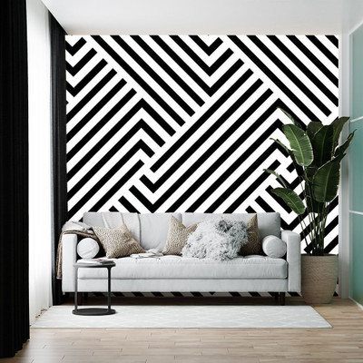 wallpics Vinyl Abstract Black, White Wallpaper(L x W: 200 cm x 35 cm)