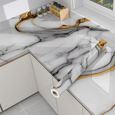 Veki Foils Decorative White, Gold Wallpaper(L x W: 200 cm x 60 cm)