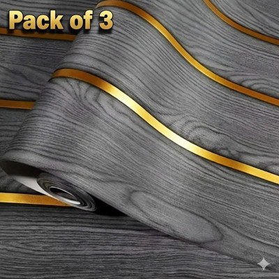 FOIIL VELI Vinyl Abstract Grey Wallpaper(L x W: 45 cm x 200 cm, Pack of 3)