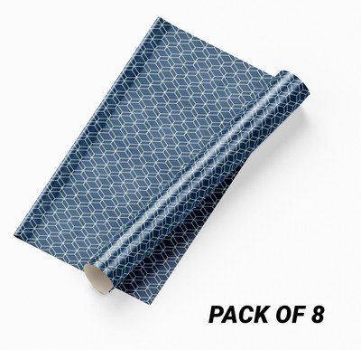 Guru Production Vinyl Decorative Blue Wallpaper(L x W: 300 cm x 45 cm, Pack of 8)