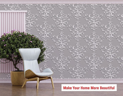 Guru Production Vinyl Decorative Silver Wallpaper(L x W: 200 cm x 40 cm)