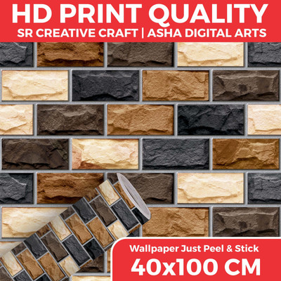 SR CREATIVE CRAFT Vinyl Decorative Multicolor Wallpaper(L x W: 100 cm x 40 cm)