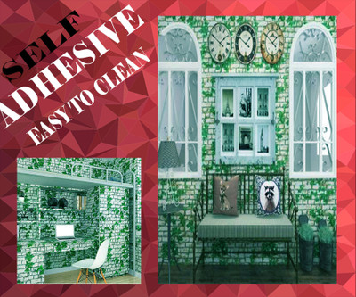 Guru Production Vinyl Architecture White, Green Wallpaper(L x W: 500 cm x 45 cm)