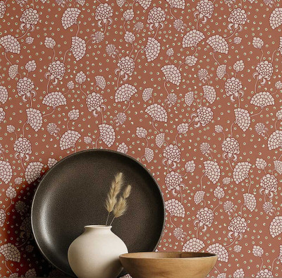 S4Sassy Vinyl Floral & Botanical Brown Wallpaper(L x W: 609 cm x 63 cm)