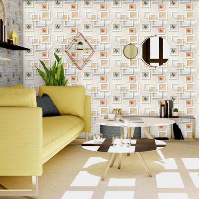 doodad Vinyl Decorative Multicolor Wallpaper(L x W: 500 cm x 45 cm)