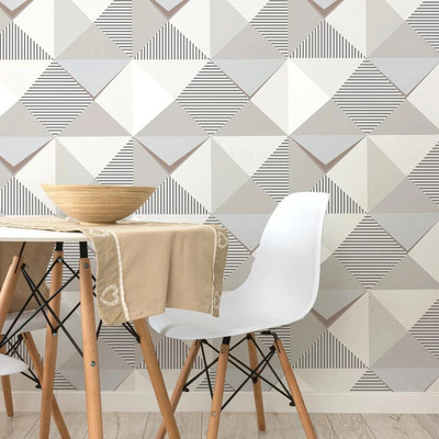 Guru Production Vinyl Abstract White Wallpaper(L x W: 250 cm x 250 cm)