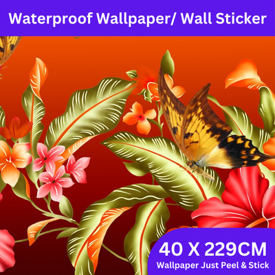Krishna Enterprises Vinyl Floral & Botanical Multicolor Wallpaper(L x W: 60 cm x 10 cm, Pack of 2)