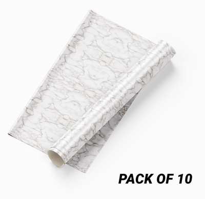 Guru Production Vinyl Decorative White Wallpaper(L x W: 300 cm x 45 cm, Pack of 10)