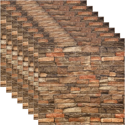 Onbet Embossed Abstract Brown Wallpaper(L x W: 77 cm x 70 cm, Pack of 8)