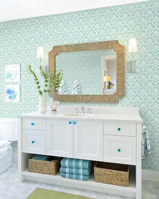 Veki Paper, Vinyl Floral & Botanical White, Green Wallpaper(L x W: 300 cm x 45 cm)