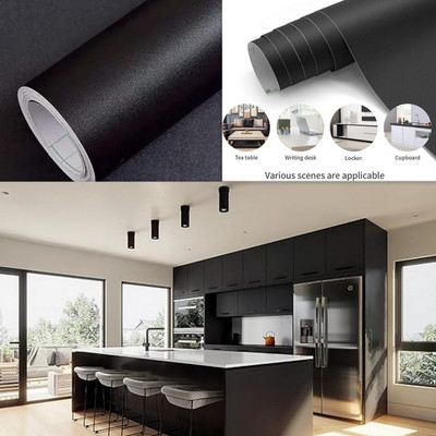 WELLSHIP Vinyl Abstract Black Wallpaper(L x W: 101.6 cm x 35 cm)