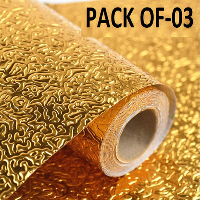 STARKENDY Foils Abstract Gold Wallpaper(L x W: 200 cm x 60 cm, Pack of 3)