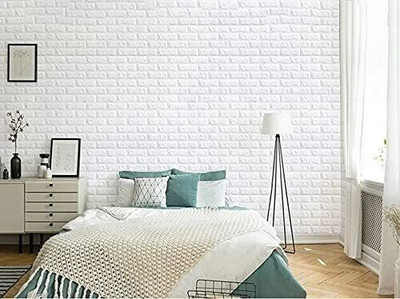 Ingorala Vinyl Decorative White Wallpaper(L x W: 77 cm x 77 cm)