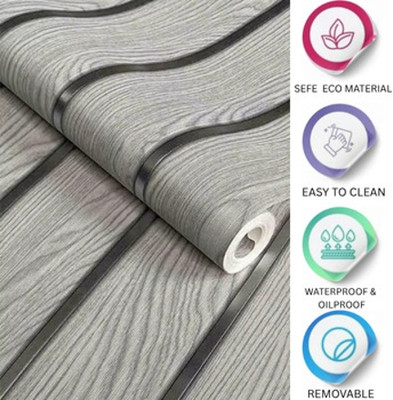 ZAPPYPOP Vinyl Decorative Black, Grey, Silver Wallpaper(L x W: 500 cm x 45 cm)
