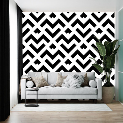 wallpics Vinyl Abstract Black Wallpaper(L x W: 300 cm x 35 cm)