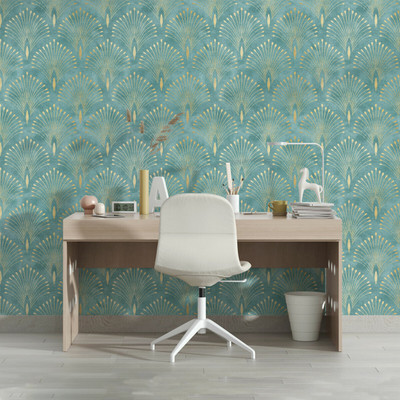 Guru Production Vinyl Abstract Green Wallpaper(L x W: 244 cm x 41 cm)